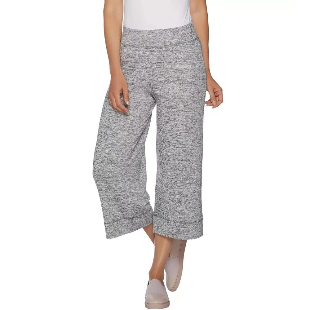 LOGO by LORI GOLDSTEIN Pants Womens Plus Size 3X Gray Space Dye Cropped Wide Leg